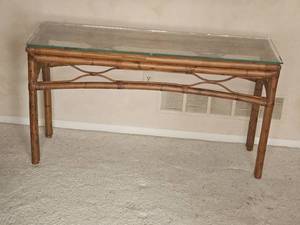lot 203 image: Palm Beach Regency Bamboo Console Table
