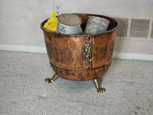 lot 79 image: Hammered Copper Cauldron Log Bin