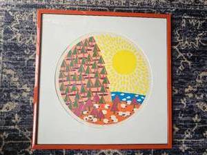 lot 17 image: Ann T. Cooper Serigraph American Artist from New Orleans  Sleeping Sheep Sunning