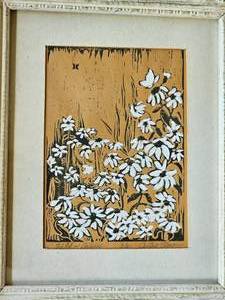 lot 70 image: Field of Daisies LE Woodblock Print by Artist Cynthia Elwer