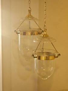 lot 214 image: Hanging Bell Form Candle Lanterns