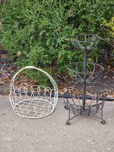 lot 99B image: Wrought Iron Wire Planter Group