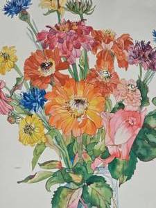 lot 360 image: Bouquet Watercolor Still Life