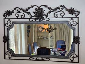 lot 39 image: Breathtaking Sculpted Metal Floral Wall Mirror