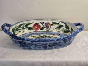 lot 145 image: SIGNED Fine Studio Ceramic Basket Serving Tray