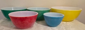 lot 139 image: Playful MCM Pyrex Mixing Bowl Set - (5)