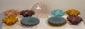 lot 138 image: Mid-Century Modern Ruffled Colony Glass Side Plate and Bowl Collection - (13)