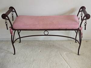 lot 181 image: Stylish Bent Metal Frame Bedroom Bench