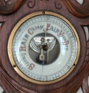 lot 67 image: Antique Carved Walnut Wall Barometer