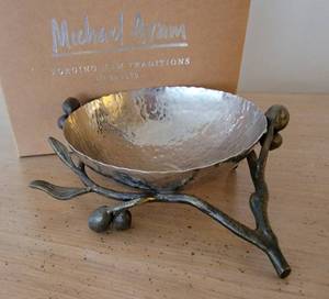 lot 64 image: Michael Aram Signed Hammered Olive Bowl