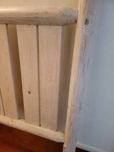 lot 81 image: Rustic Pickled Pine Timber Queen Headboard