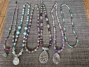 lot 14 image: Assorted Hand-Crafted Necklaces, Unique Charms, Beads