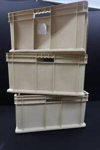 lot 26 image: 3 LARGE HEAVY DUTY STACKABLE CRATES
