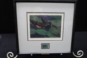 lot 38 image: DUCKS UNLIMITED SIGNED  NUMBERED  PRINT & STAMP