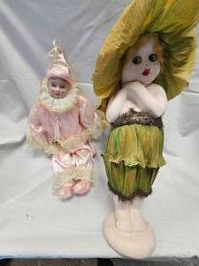 Porcelain Clown and plaster doll