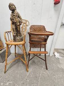 Vintage Wicker High ChairWicker Bar Stool