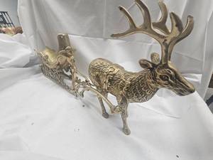 Brass Reindeer and Sleigh