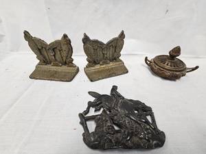 Book Ends and Metal Incense Burner