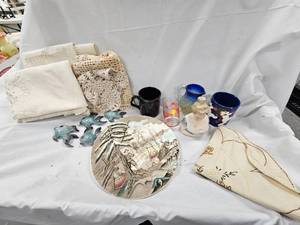 Doilies, Coyote and Roadrunner glass