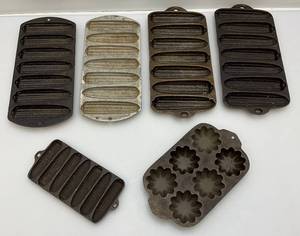 lot 47 image: Vitage Cast Iron Crispy Corn Stick Pans & More