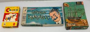 lot 99 image: Vintage COOTIE & Captain Kangaroo Boardgames & Revell Old Ironsides Ship Model
