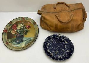 lot 103 image: Vintage Leather Duffle Bag & More
