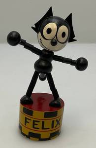 lot 118 image: Vintage FELIX THE CAT Wooden Push Up Puppet