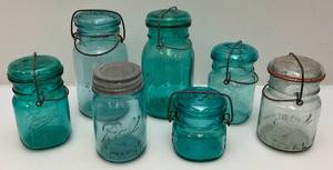 lot 133 image: Misc. Vintage BALL IDEAL Canning Jars & More