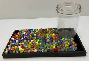 lot 151 image: Misc. Vintage Marbles In Glass Jar