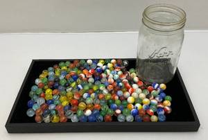 lot 152 image: Misc. Vintage Marbles In Glass Jar