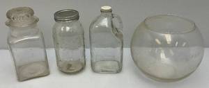 lot 157 image: Misc. Vintage Glass Canister, Bottles & More
