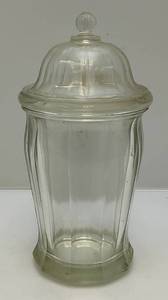 lot 158 image: Vintage XL 11 Indian Glass, Doctors Office Apothecary Transfer Jar, Candy Store With Lid