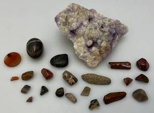 lot 176 image: Group Of Misc. Polished Rocks & Amethyst