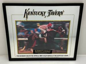 lot 213 image: Vintage Kentucky Tavern Sunnys Halo Winner Of The 109th Kentucky Derby Framed 17 x 20 12