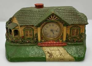 lot 240 image: Antique 1926 Delux Clock Company  Bungalow Clock (Needs Work)