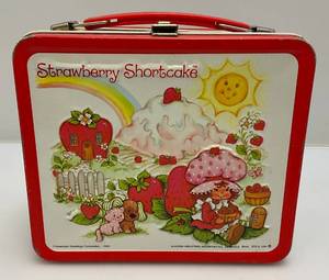 lot 241 image: 1980 Aladdin Industries (Strawberry Shortcake) Embossed Metal Lunch Box (No Thermos)