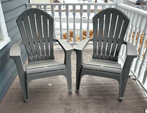 Two Adirondack Style Resin Chairs