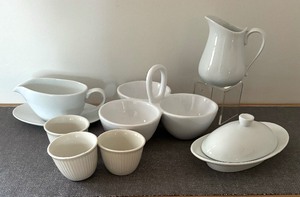 White Serving Pieces by Hall, Luigi Bormioli, BIA and More
