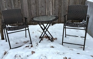 Glass Top Patio Table with Two Chairs