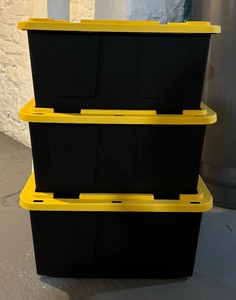 Trio of Greenmade 27 Gallon Storage Bins