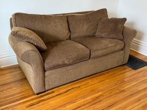 Upholstered Room and Board Tan Sofa  Loveseat