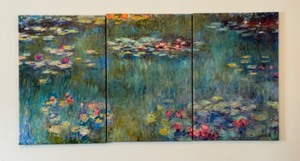 Monet Water Lilies Triptych Print on Canvas