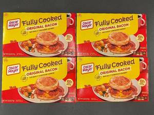 ID 3 - Lot of 4 Packs of Oscar Mayer Fully Cooked Original Bacon - 100% Real Bacon