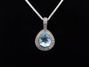 .925 Sterling Silver Topaz Crystal Pendant Necklace