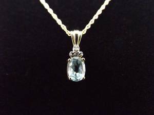 .925 Sterling Silver Topaz Crystal Vermeil Pendant Necklace