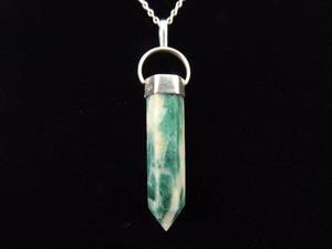 .925 Sterling Silver Moss Agate Healing Crystal Pendant Necklace