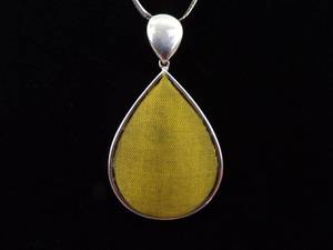 .925 Sterling Silver Heavy Mesh Pear Pendant Necklace