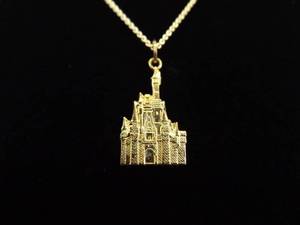 .925 Sterling Silver Vermeil Walt Disney World Castle Pendant Necklace