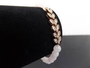 .925 Sterling Silver Faceted Rose Quartz Bead Rose Gold Vermeil Bolo Bracelet