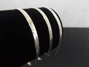 3 - .925 Sterling Silver Herringbone 7.5 Bracelets